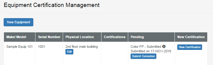 DEI-ARCOS-eqipment-certification-management-log